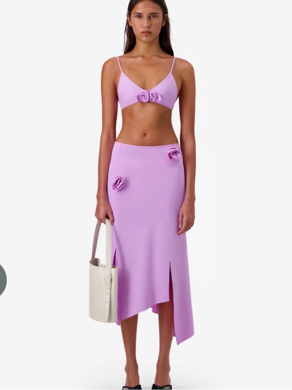 NWT COPERNI Asymmetric flower-knot skirt in purple technical stretch